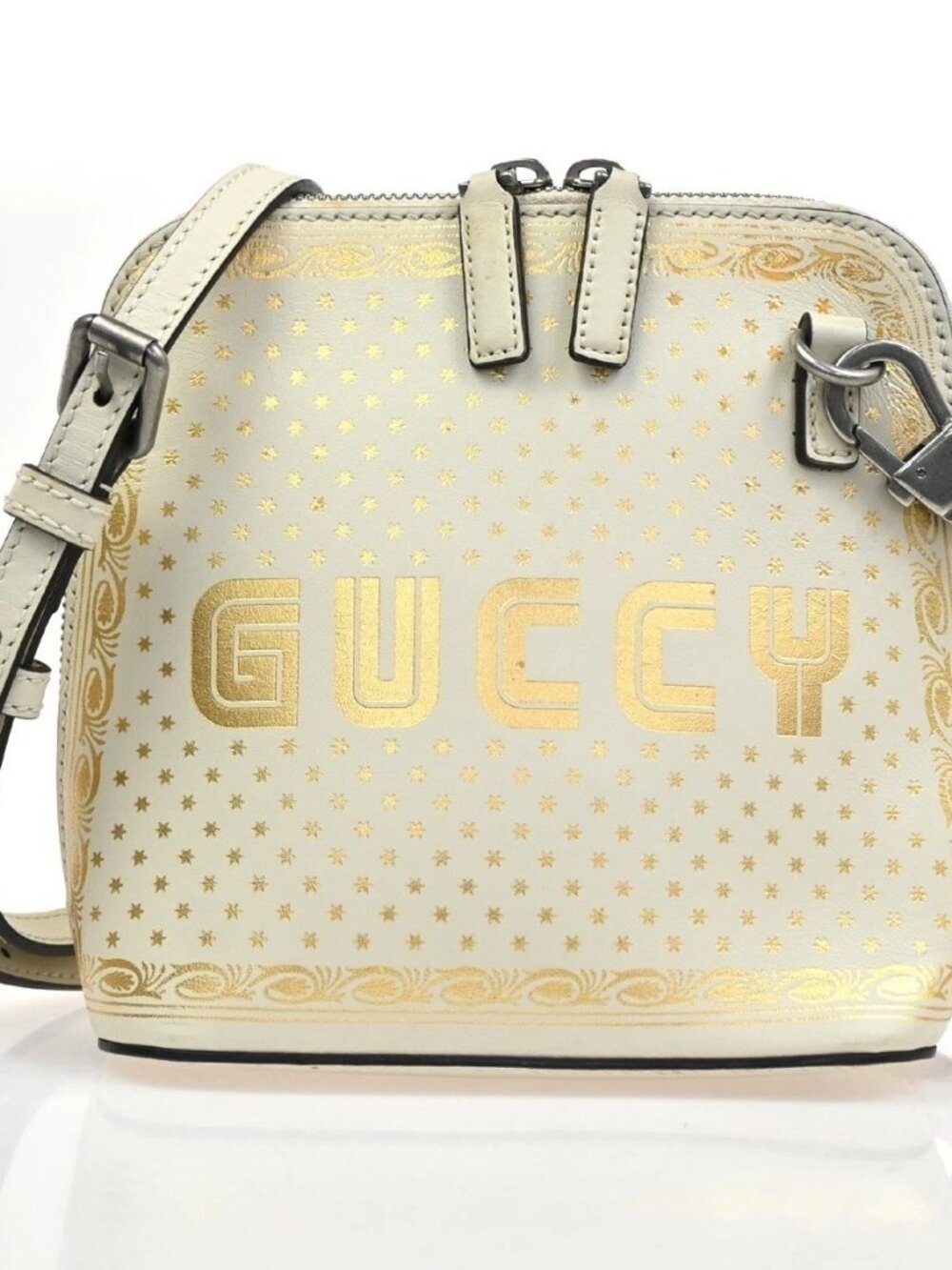 GUCCI Logo SEGA GUCCY Crossbody Mini Shoulder Bag Leather White Italy 73KC839